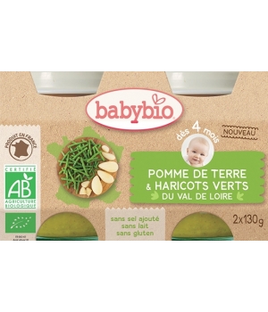 Petits pots Pomme de Terre Haricots Verts 2x130g dès 4 Babybio