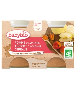 Petits pots Pommes Abricots Céréale 2x130g dès 4 mois Babybio