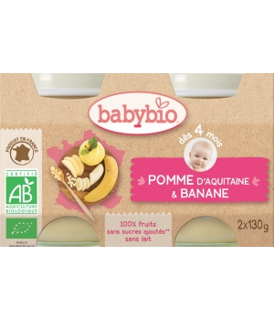 Petits pots Bananes Pommes d'Aquitaine dès 4 mois Babybio