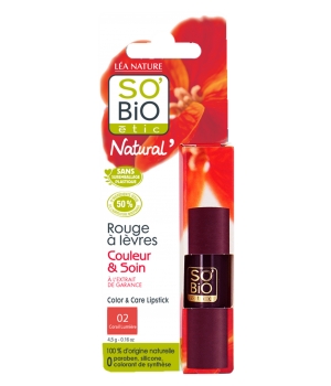 Rouge à lèvres 02 corail lumière So'Bio étic