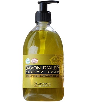 Savon d'Alep liquide bio Olive et Laurier Karawan