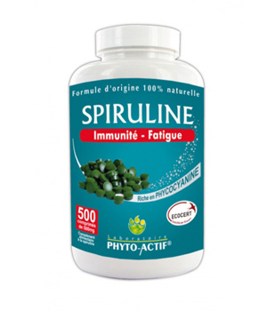 Spiruline bio 100% naturelle Immunité Fatigue 500 Phyto-Actif