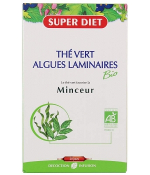 Thé Vert Algues Laminaires Bio Minceur 20 ampoules de 15ml soit Super Diet