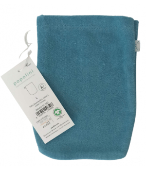 Popolini 1 gant de toilette adulte en coton biologique Bleu Vintage