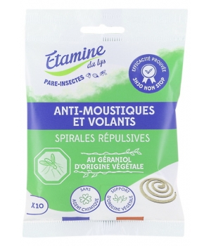 Etamine du Lys 10 spirales répulsives Anti Moustiques et Volants Ecocoil