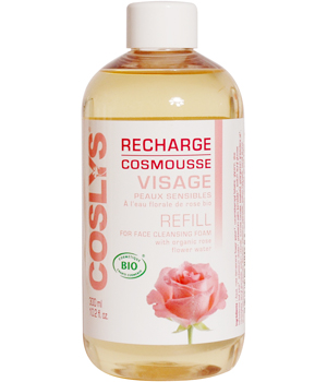 Coslys Recharge du Cosmousse visage nettoyant à la rose bio 300ml