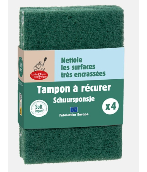 Droguerie Ecologique 4 tampons à récurer fabriqués à 100% à partir de bouteilles plastiques