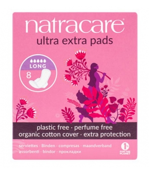 Natracare 8 Serviettes longues Ultra Extra à ailettes