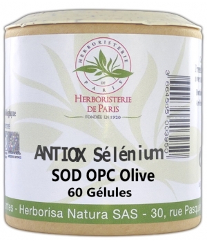 Herboristerie De Paris Antiox Spiruline Selenium SOD OPC Olivier 60 Gélules