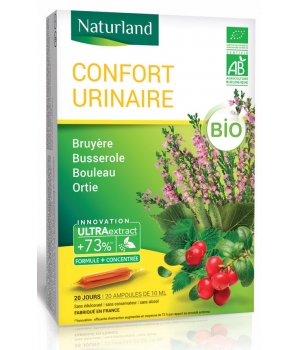 Naturland Confort urinaire Bruyère Busserole Bouleau Ortie Bio 20 ampoules