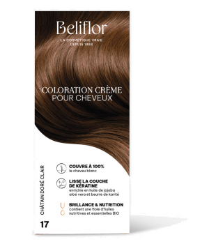 Beliflor Coloration Crème pour Cheveux 17 Châtain Doré Clair