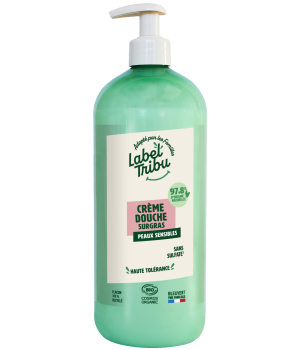 Label Tribu Crème de douche surgras peaux sensibles 1L