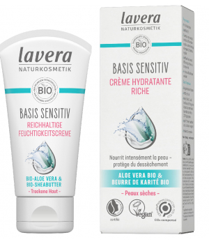 Lavera Crème hydratante riche Aloe Vera bio et Karité bio BASIS 50ml