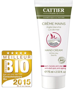Cattier Crème Mains anti taches et anti âge Argile blanche Lys de mer 75ml