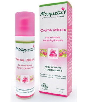 Mosqueta's Crème velours super hydratante à la Rose musquée sans alcool 50ml