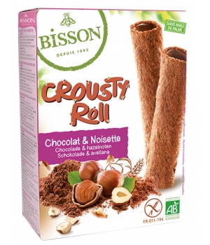 Bisson Crousty Roll Biscuits fourrés Cacao et Noisette 125g