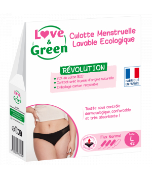 Love and Green Culotte Menstruelle Lavable Ecologique Taille 42 Flux normal