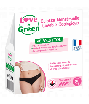 Love and Green Culotte Menstruelle Lavable Ecologique Taille 44 Flux normal
