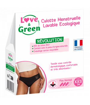 Love and Green Culotte Menstruelle Lavable Ecologique Taille 34 Flux normal