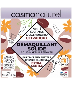 Cosmo Naturel Démaquillant solide ultradoux Karité équitable et Calendula bio 30g