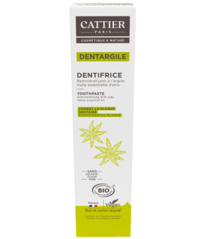 Cattier Dentifrice Dentargile reminéralisant à l'Anis anti tartre 75ml