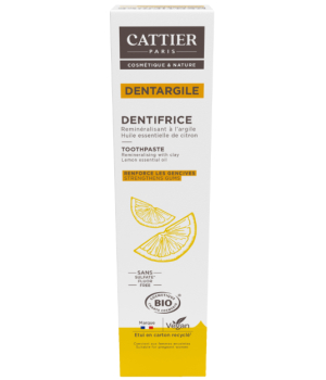 Cattier Dentifrice Dentargile reminéralisant au Citron gencives irritées 75ml