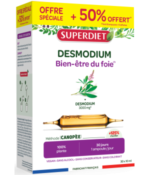 Super Diet Desmodium Bien être du Foie 20 Ampoules + 10 offertes 10ml