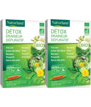 Naturland Detox Bio (association de 9 plantes*) Lot de 2 boîtes 20 ampoules Naturland