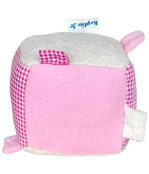 Anti-Gaspi Doudou Cube à étiquettes Rose 10x10cm Keptin