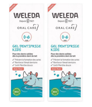 Weleda Duo Gel dentifrice enfant avec fluor 0/6 ans 2x50ml