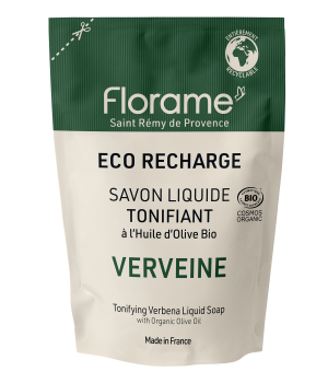 Florame Eco recharge savon liquide flacon verre Verveine 470ml