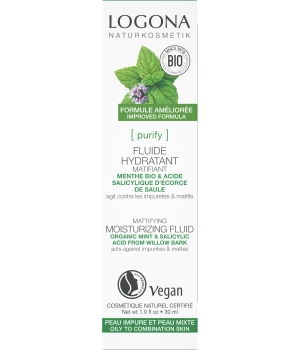 Logona Fluide hydratant et matifiant menthe bio et acide salicylique 30ml