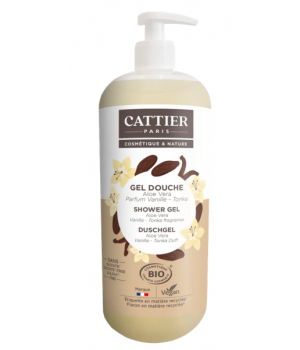 Cattier Gel douche Aloe vera Parfum Vanille Tonka 1L