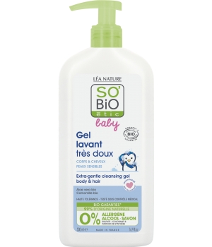 So'Bio étic Gel Lavant très doux corps et cheveux haute tolérance 500ml