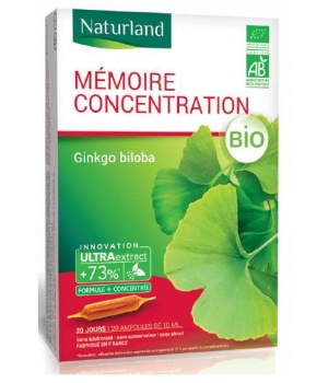 Naturland Ginkgo Biloba Bio 20 ampoules de 10ml Naturland