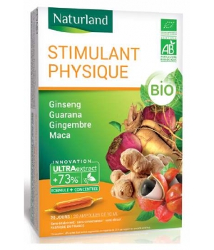 Naturland Stimulant physique et intellectuel Ginseng Maca Guarana Gingembre 20 ampoules