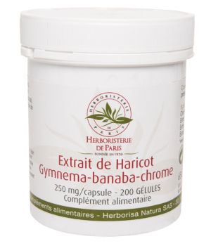 Herboristerie De Paris Gluci silhouette Extrait de Haricot Gymnema Banaba Chrome 200 Gélules