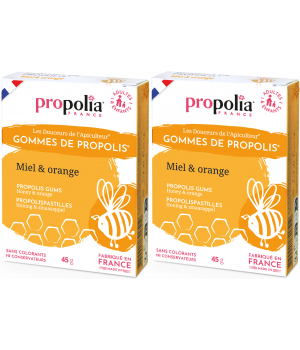 Propolia Gommes de Propolis Miel Orange Lot de 2 boîtes de 45g