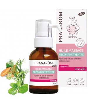 Pranarom Huile de massage Reconfort ventre bio 30ml