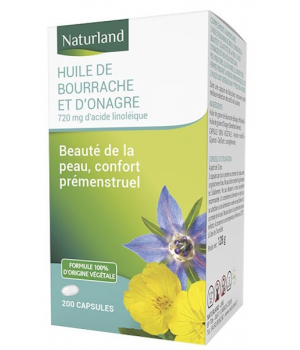 Naturland Huiles de Bourrache Onagre 200 capsules