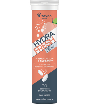 Vitavea Hydrafresh Hydratation et Énergie Pêche 20 comprimés effervescents