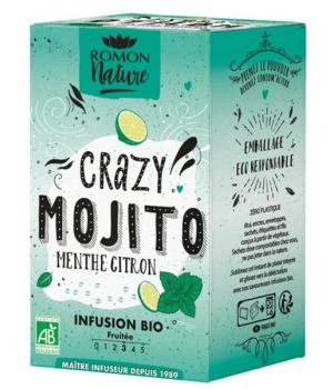 Romon Nature Infusion plaisir Crazy Mojito menthe citron bio 16 sachets