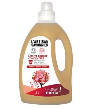 L Artisan Savonnier Entretien Lessive liquide concentrée parfum Pivoine cerise 1.5L