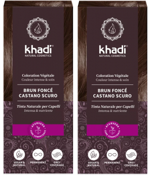 Khadi Lot de 2 coloration végétale Marron Foncé Brun 100gr