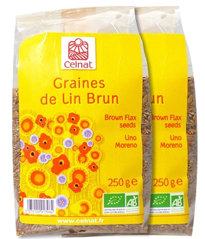 Celnat Lot de 2 paquets de graines de lin brun 250g