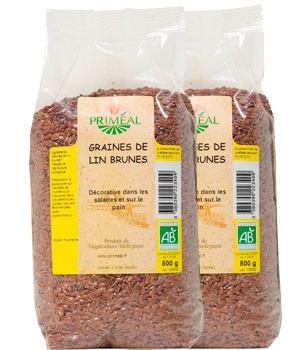 Primeal Lot de 2 paquets de graines de lin brun 500g