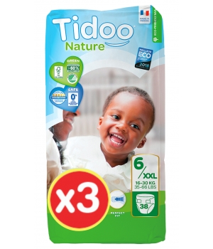 Tidoo Lot de 3 x 38 couches Jumbo Pack (T6/XXL) 16/30 kg