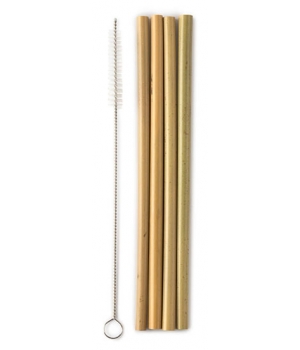 Humble Brush Lot de 4 pailles en bambou avec goupillon