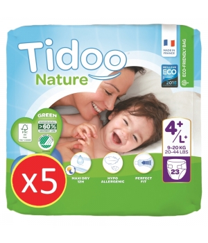 Tidoo Lot de 5 x 23 Couches Single Pack (T4+/L+) 9/20kg