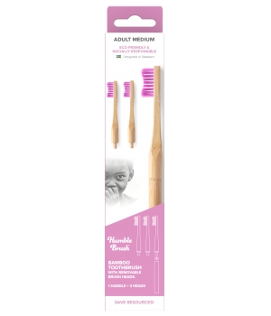 Humble Brush Manche Brosse à dents et 3 têtes interchangeable adultes violet Soft